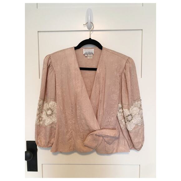 Vintage Pink Blouse with Bow Medium - Picture 1 of 7